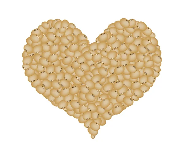 Feijões de soja formando em forma de coração — Vetor de Stock