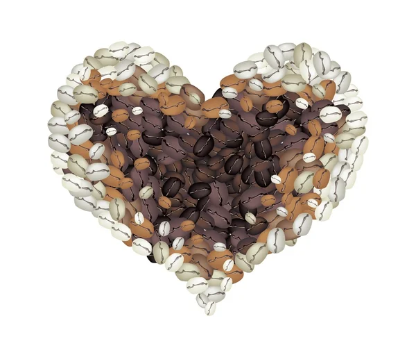 Coffee Beans Forming in A Heart Shape — Stok Vektör