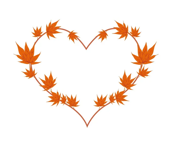 Orange Maple Leaves in A Heart Shape Royalty Free Stock Illustrations