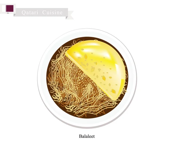 Balaleet nebo Katar Sweet vermicelli a vejce — Stockový vektor