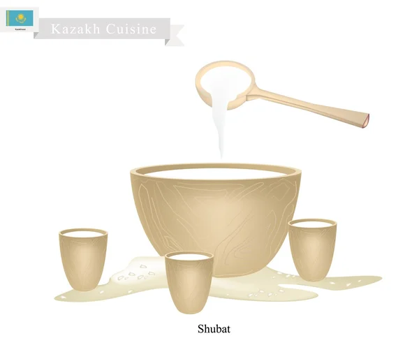 Shubat 或哈萨克发酵味道酸与骆驼奶 — 图库矢量图片