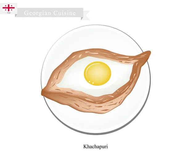 Khachapuri 또는 원시 계란 그루지야어 치즈 빵 — 스톡 벡터