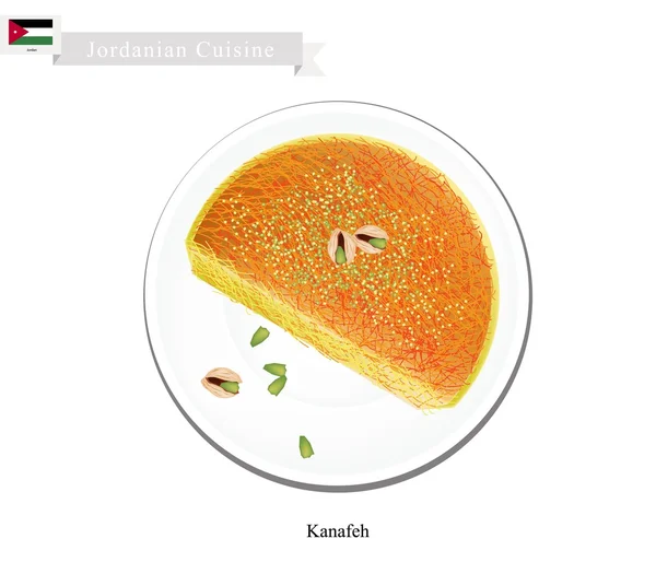 Kanafeh ou massa de queijo jordaniano com xarope —  Vetores de Stock