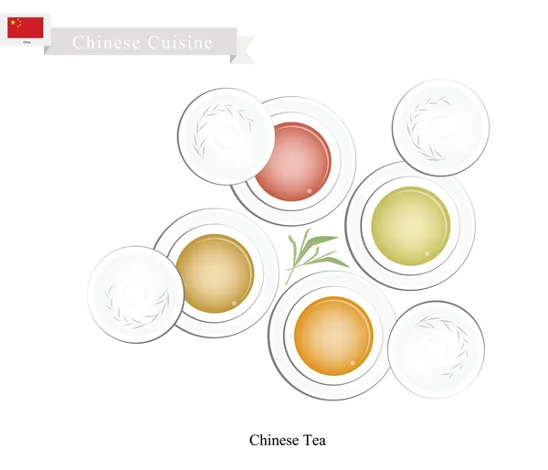 Conjunto de chá tradicional chinês, Popular Dink na China — Vetor de Stock