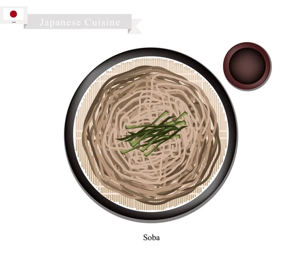 Soba oder japanische Nudeln mit Dip-Sauce — Stockvektor