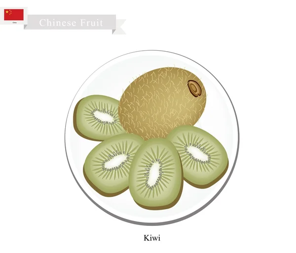 Kiwifruit of Chinese kruisbes, een populair fruit in China — Stockvector