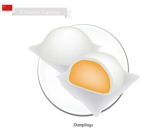 Dumpling, Chinese Steamed Bun and Creamy Stuff — Stock Vector