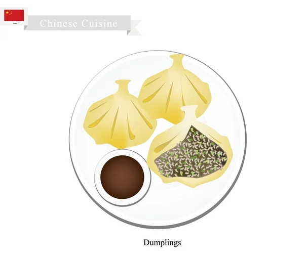 Xiao Long Bao or Chinese Soup Dumplings — Stock Vector