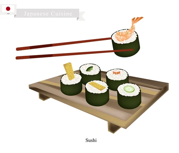 Rollo Nori japonés, un plato popular en Japón — Vector de stock