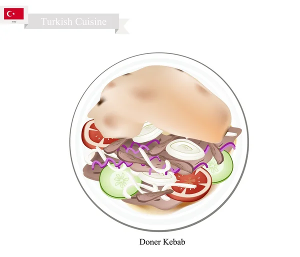 도너 케밥 , 터키의 유명한 요리 — 스톡 벡터
