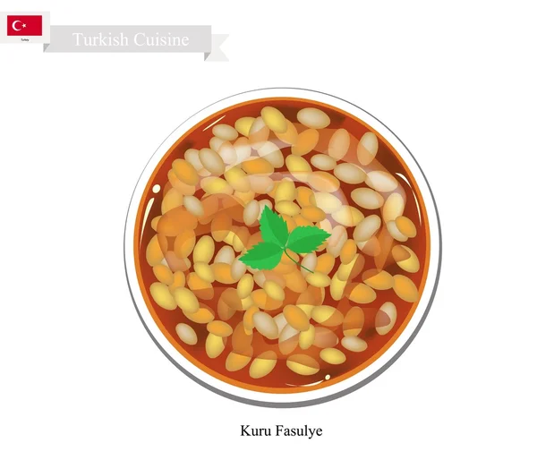 Kuru Fasulye ou tradicional quente guisado de feijão turco —  Vetores de Stock