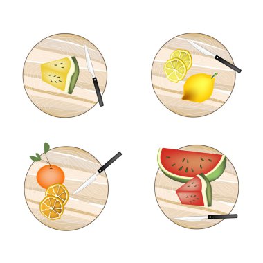 Yellow Watermelon, Red Watermelon, Lemon and Orange