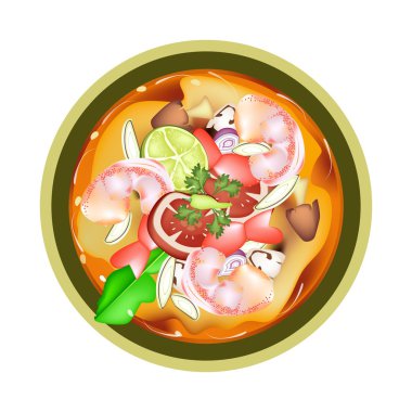 Karides ile Tom Yum Goong veya Tay baharatlı ekşi çorbası