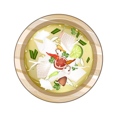 Tom Yum tavuk veya Tay baharatlı tavuk çorbası ekşi