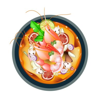 Tom Yum Goong or Thai Spicy and Sour Soup clipart