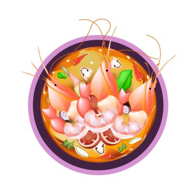 Tom Yum Goong veya Tay baharatlı ekşi çorbası karides ile