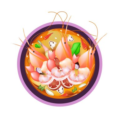 Tom Yum Goong or Thai Spicy Sour Soup with Prawns clipart