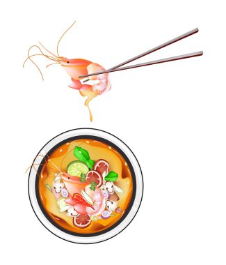 Tay karides veya Tom Yum Goong çorbası ekşi