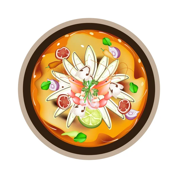 Tom Yum Goong vagy Thai királyrákkal savanyú leves — Stock Vector