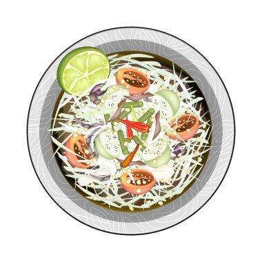 Tuzlu Balık ve Yengeçler ile Yeşil Papaya Salatası