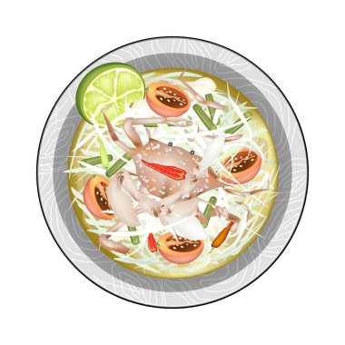 Fermente Mavi Yengeçler ile Yeşil Papaya Salatası