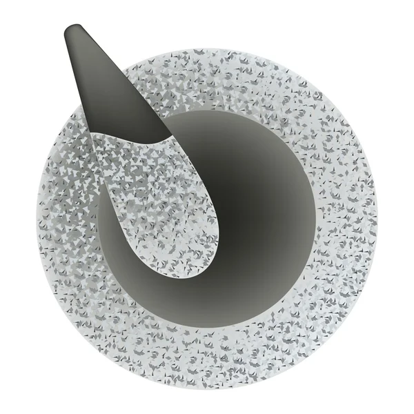 Mortier et pilon en granit noir sur fond blanc — Image vectorielle
