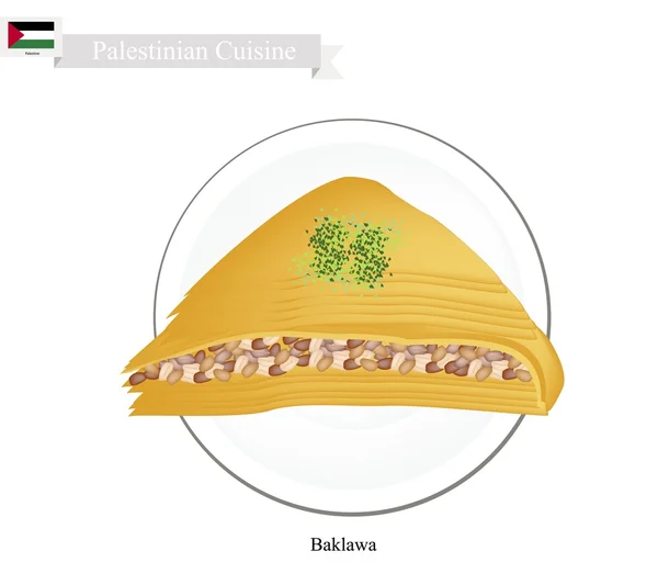 바클라바 또는 시럽을 곁들인 팔레스타인 치즈 페이스트리 — 스톡 벡터