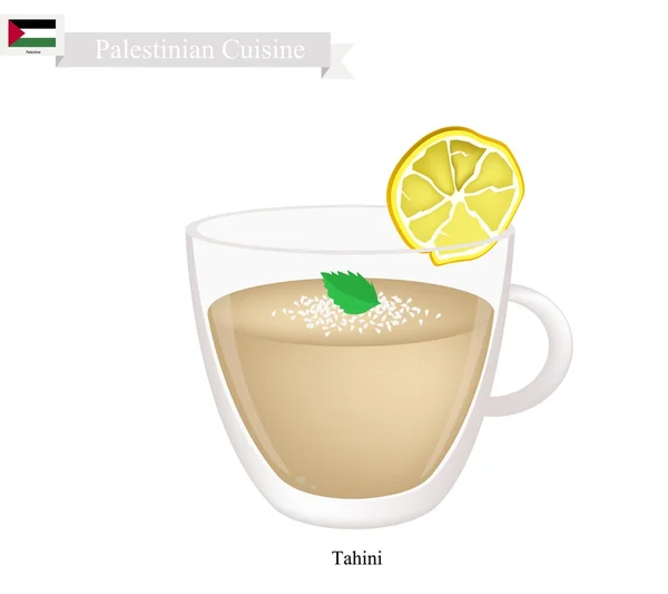 Pasta de gergelim palestino ou tahini feita a partir de sementes de gergelim —  Vetores de Stock