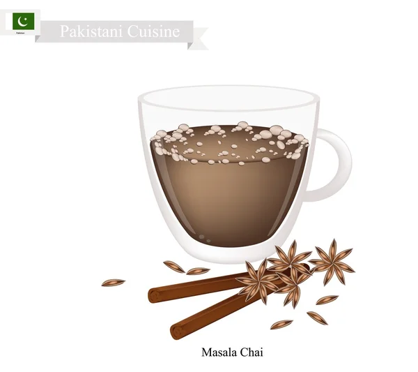 Масала-чай, традиційний пакистанський чорний гарячий чай — стоковий вектор