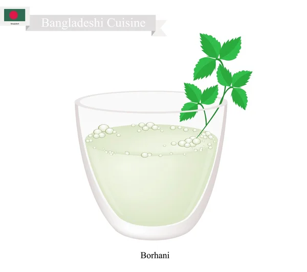 Bebida de iogurte salgado picante Borhani ou Bangladesh — Vetor de Stock