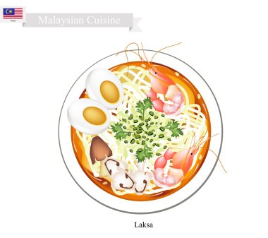 Laksa veya Malezya Baharatlı Pirinç Şehriye Çorbası