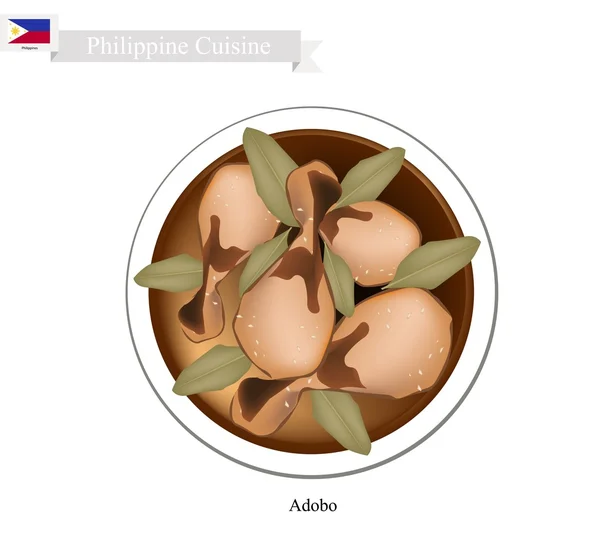 Adobo oder philippinisches Fleisch mit Essig und Knoblauch verrühren — Stockvektor