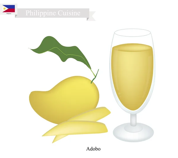 Zumo de mango, una bebida famosa en Filipinas — Vector de stock