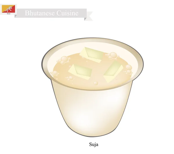 Suja or Bhutanese Butter Tea with Salted Flavor — 스톡 벡터