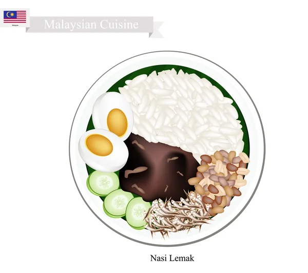 Nasi Lemak or Malaysian Coconut Milk Rice — 图库矢量图片