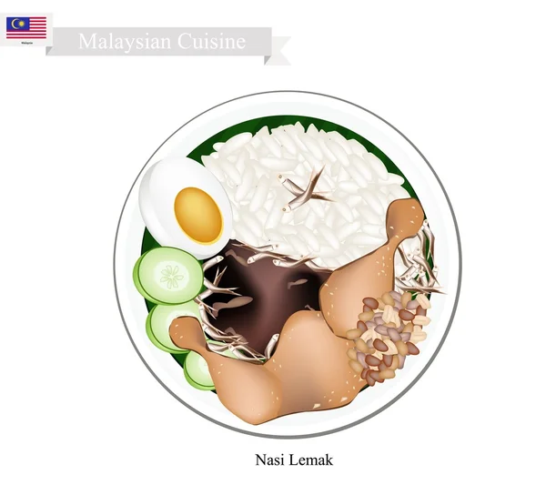 Nasi Lemak or Malaysian Rice with Coconut Milk — 图库矢量图片