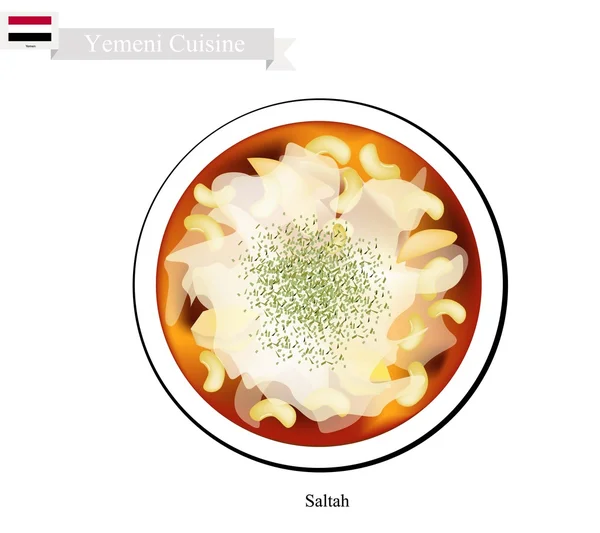 Saltah or Yemeni Meat Stew with Vegetables — Stock Vector