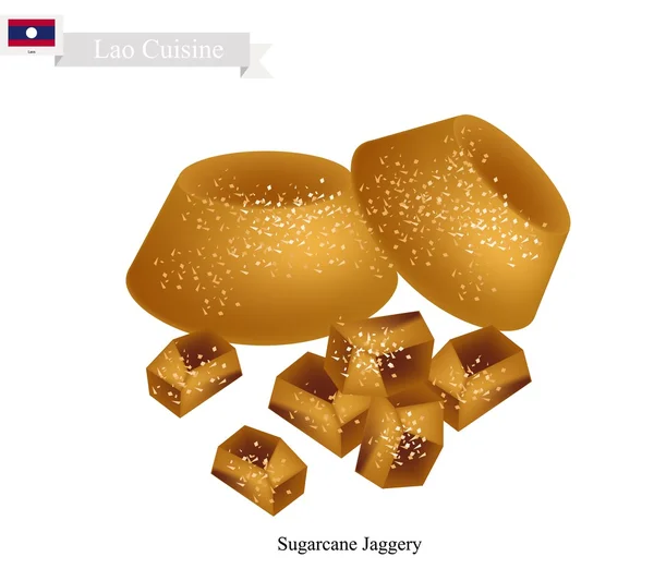 Jaggery cana-de-açúcar, Uma sobremesa popular no Lao — Vetor de Stock
