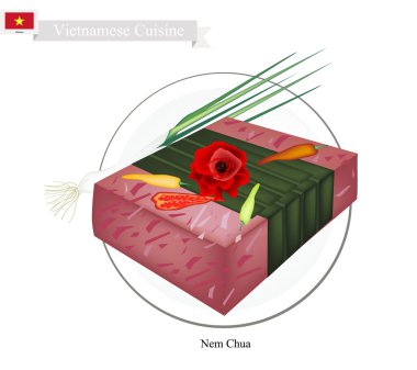 Nem Chua veya Vietnam Fermente Domuz veya Sığır Sosis