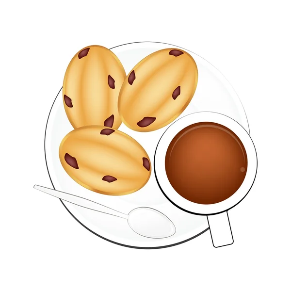 Café avec des gâteaux aux oeufs sur fond blanc — Image vectorielle