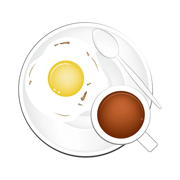 Cup of Coffee with Breakfast Fried Egg — Stock Vector