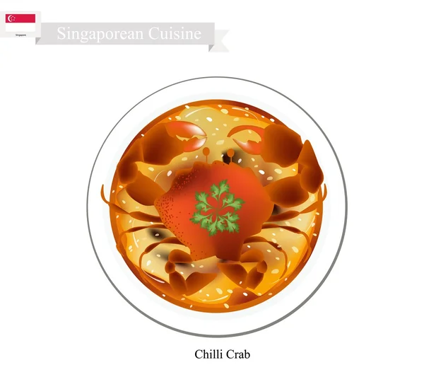 Singapurense Chilli Crab, un plato popular en Singapur — Vector de stock