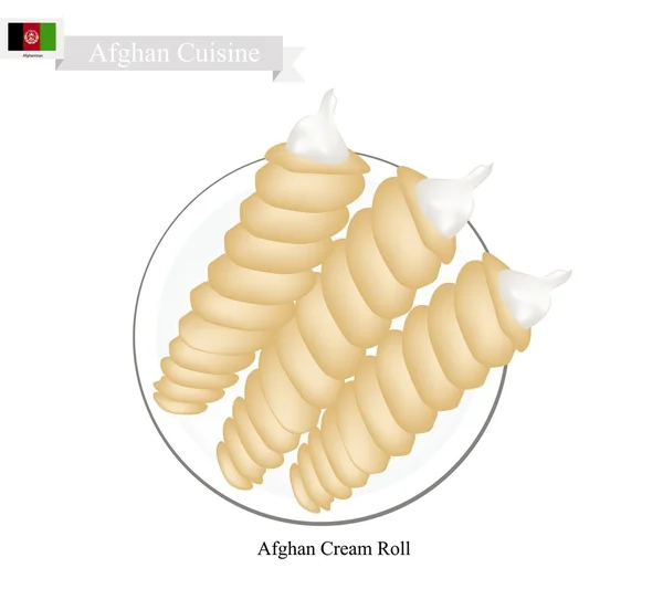 Afghan Cream Roll, Uma sobremesa popular no Afeganistão — Vetor de Stock