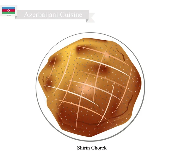 Shirin Chorek or Traditional Azerbaijani Sweet Milk Bread — Stock Vector