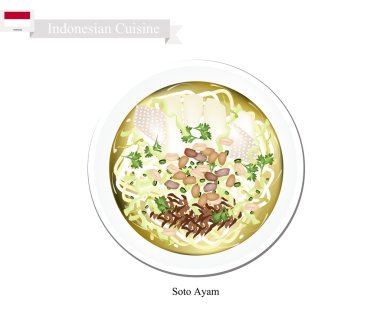 Soto Ayam or Indonesian Rice Noodle Soup with Chicken clipart