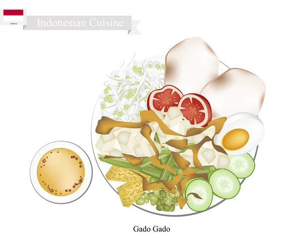 Gado Gado nebo indonéský salát s burákovým omáčkou — Stockový vektor