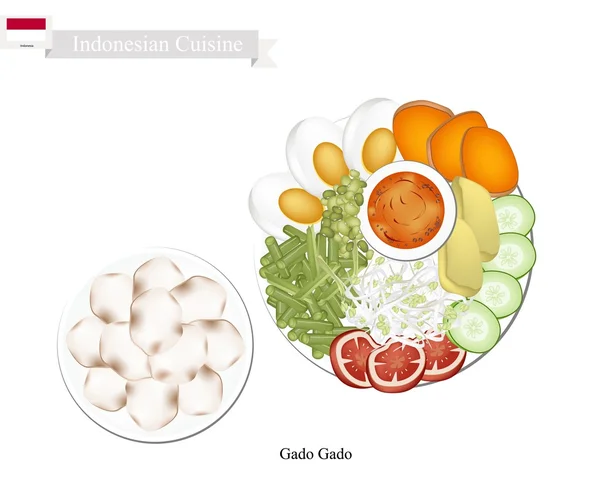 Gado Gado o ensalada indonesia con aderezo de maní — Vector de stock