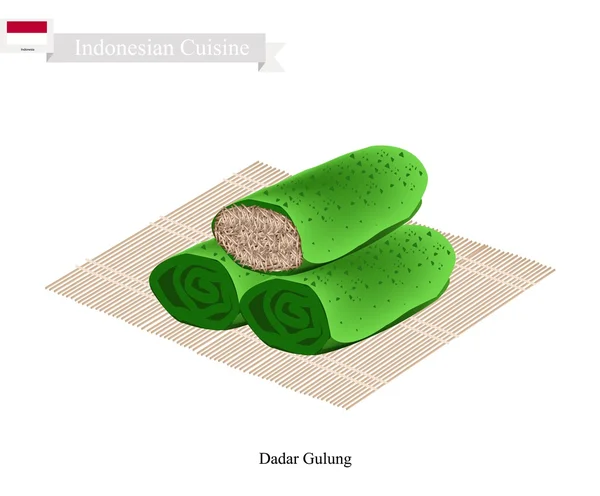 Dadar Gulung ou Panqueca de Coco Doce da Indonésia — Vetor de Stock