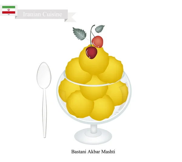 Bastani Akbar Mashti ou gelado de açafrão iraniano —  Vetores de Stock