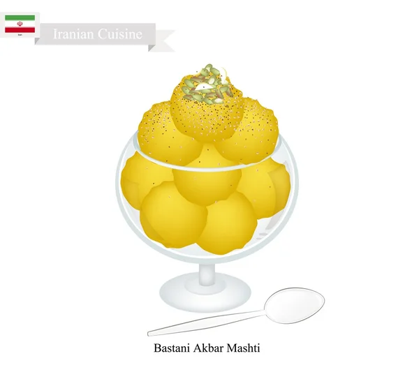 바스타니 아크바르 마시티 또는 전통 이란 사프란 아이스크림 — 스톡 벡터
